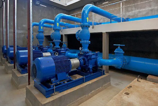Blue colour Pump with piping